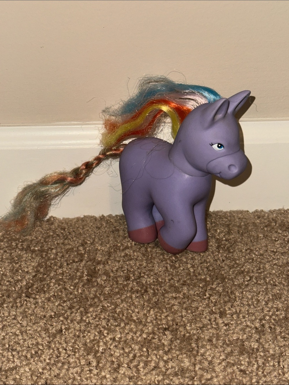 Vintage Remco Pretty Pets purple pony/donkey with rainbow hair